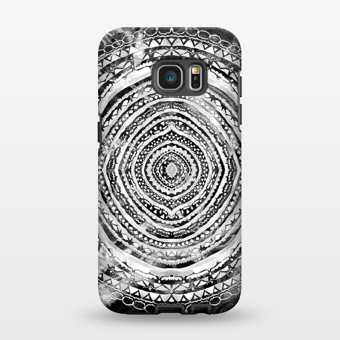Galaxy S7 EDGE StrongFit Black & White Marbling Mandala  by Tigatiga