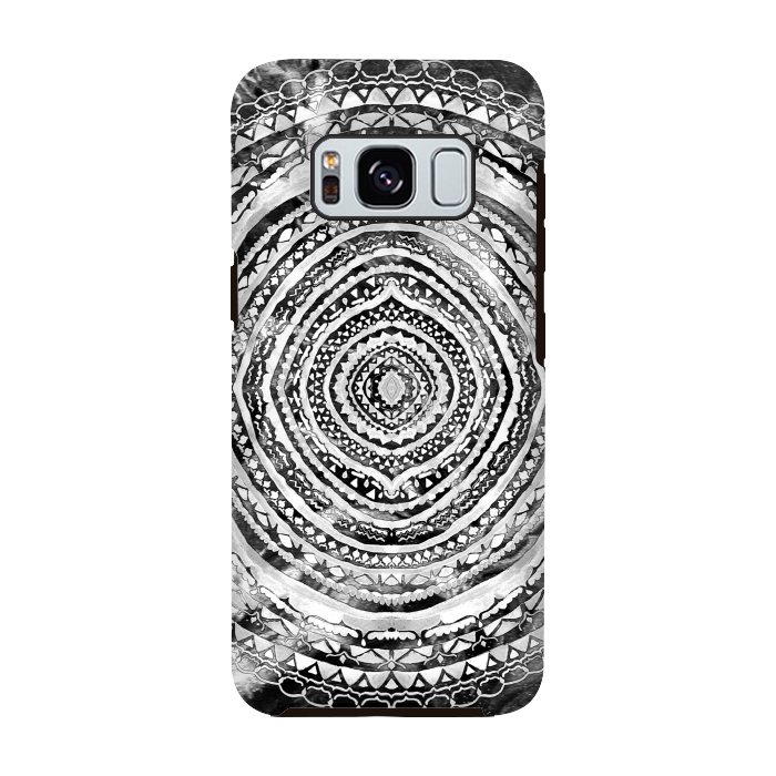 Galaxy S8 StrongFit Black & White Marbling Mandala  by Tigatiga