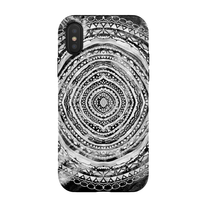 iPhone Xs / X StrongFit Black & White Marbling Mandala  by Tigatiga