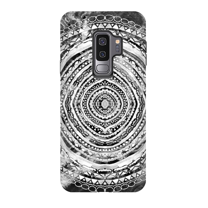 Galaxy S9 plus StrongFit Black & White Marbling Mandala  by Tigatiga