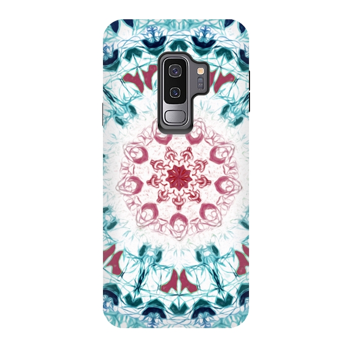 Galaxy S9 plus StrongFit Blush & Teal Mandala  by Tigatiga