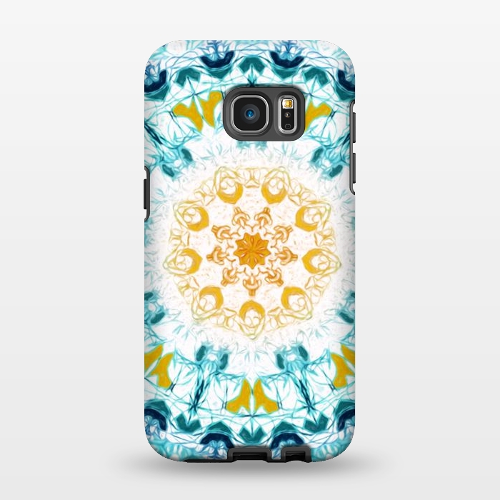 Galaxy S7 EDGE StrongFit Mustard & Teal Mandala  by Tigatiga