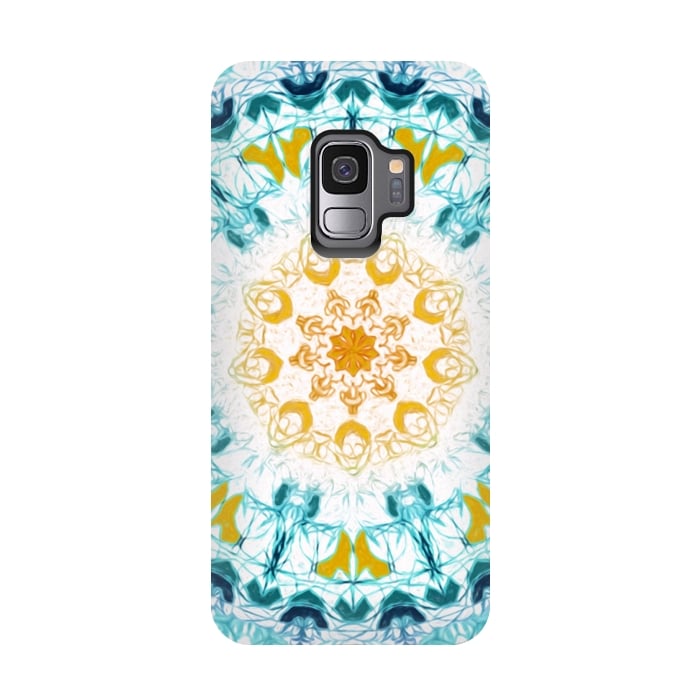 Galaxy S9 StrongFit Mustard & Teal Mandala  by Tigatiga