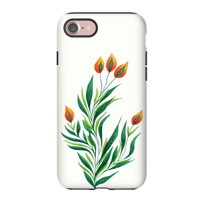 iPhone 7 StrongFit Green Plant With Orange Buds by Boriana Giormova