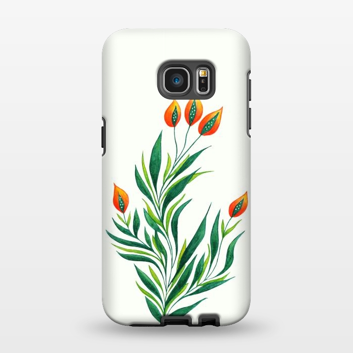 Galaxy S7 EDGE StrongFit Green Plant With Orange Buds by Boriana Giormova