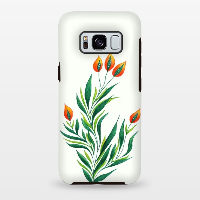 Galaxy S8 plus StrongFit Green Plant With Orange Buds by Boriana Giormova