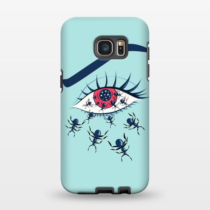 Galaxy S7 EDGE StrongFit Weird Creepy Red Eye With Crawling Ants by Boriana Giormova