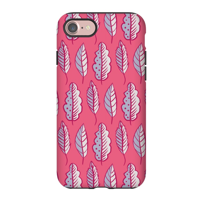iPhone 7 StrongFit Pink Leaves Abstract Decorative Pattern by Boriana Giormova