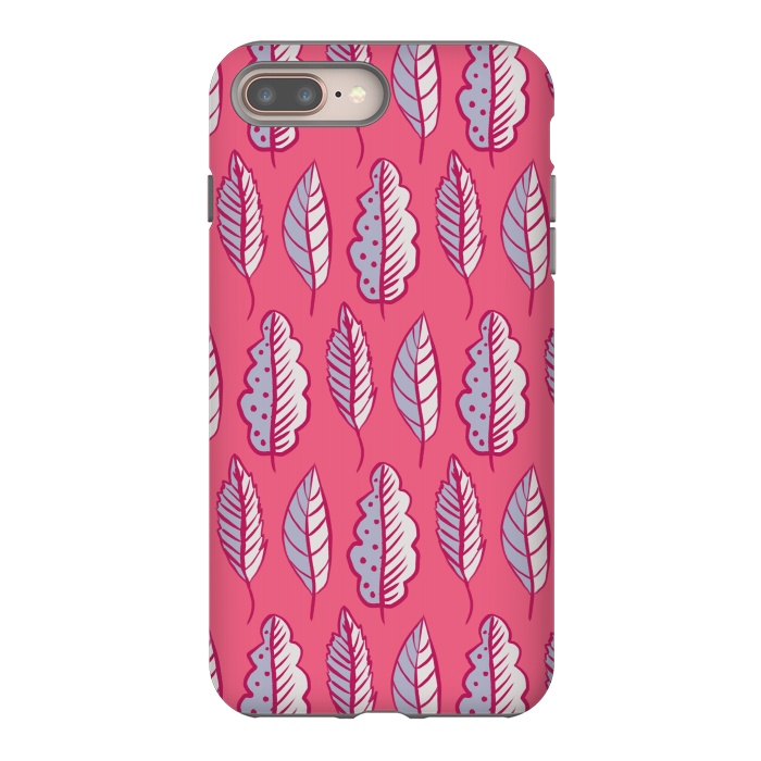 iPhone 7 plus StrongFit Pink Leaves Abstract Decorative Pattern by Boriana Giormova