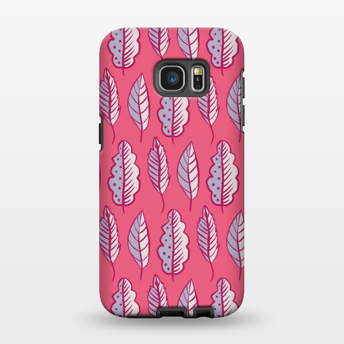 Galaxy S7 EDGE StrongFit Pink Leaves Abstract Decorative Pattern by Boriana Giormova