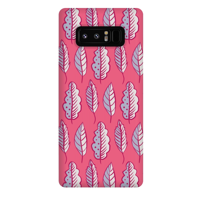 Galaxy Note 8 StrongFit Pink Leaves Abstract Decorative Pattern by Boriana Giormova