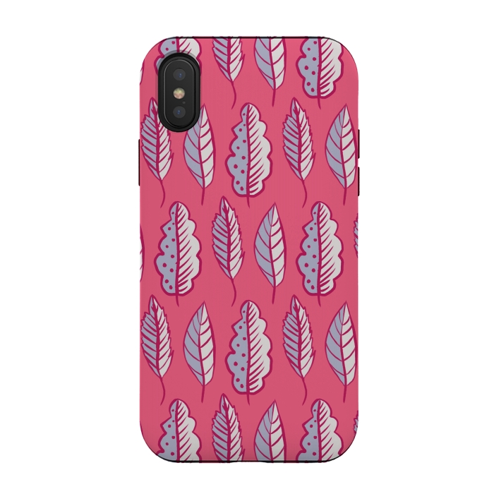 iPhone Xs / X StrongFit Pink Leaves Abstract Decorative Pattern by Boriana Giormova