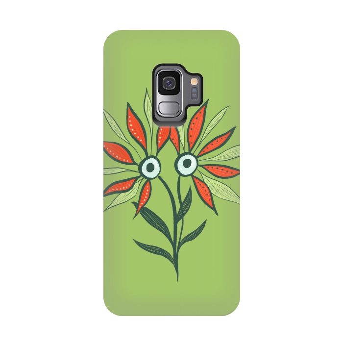 Galaxy S9 StrongFit Cute Eyes Character Flower Monster by Boriana Giormova