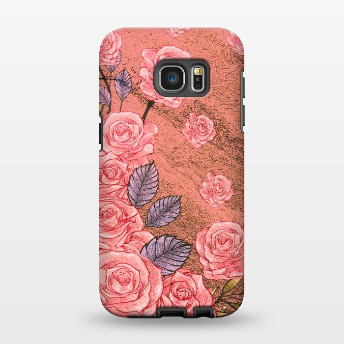 Galaxy S7 EDGE StrongFit Vintage Peonies  by Rossy Villarreal