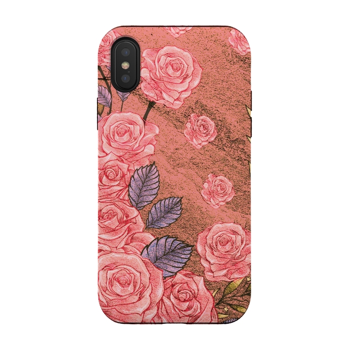 iPhone Xs / X StrongFit Vintage Peonies  by Rossy Villarreal