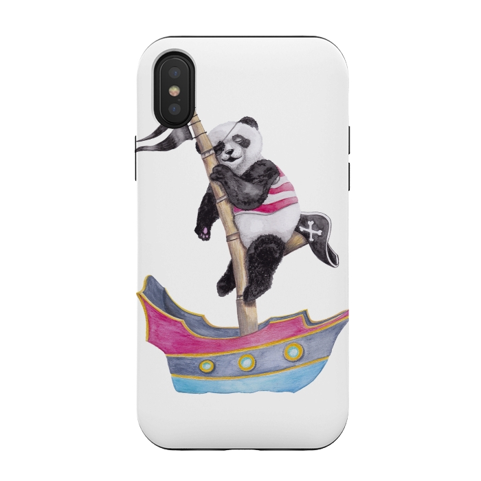 iPhone Xs / X StrongFit Panda Pirate by gingerlique