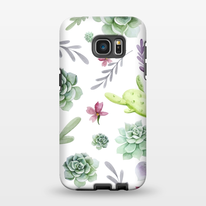 Galaxy S7 EDGE StrongFit Cactus Watercolor Pattern by Bledi