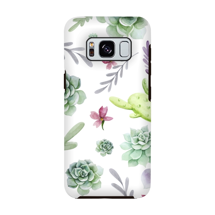 Galaxy S8 StrongFit Cactus Watercolor Pattern by Bledi