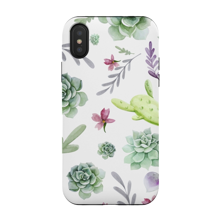 iPhone Xs / X StrongFit Cactus Watercolor Pattern by Bledi