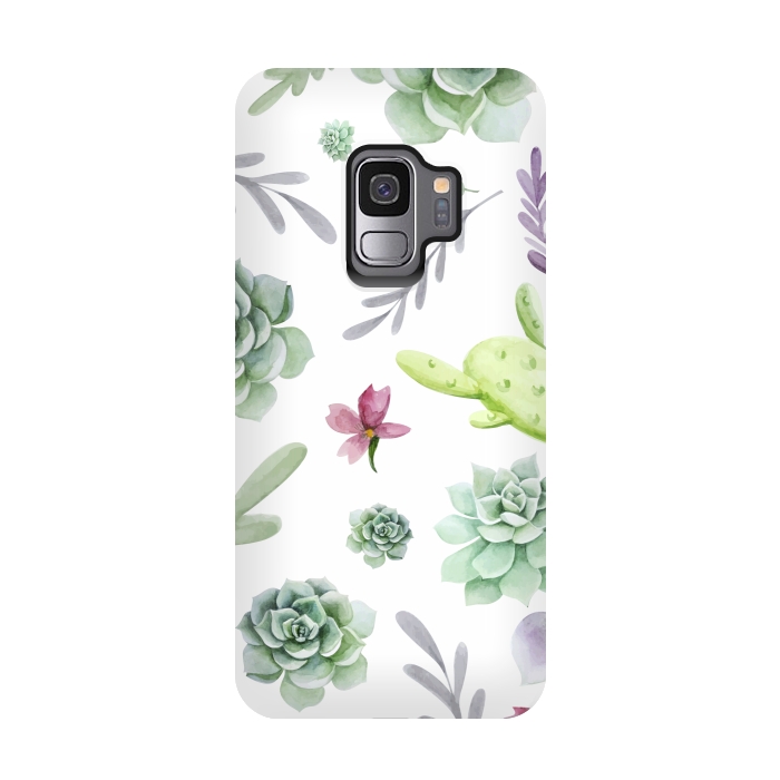 Galaxy S9 StrongFit Cactus Watercolor Pattern by Bledi