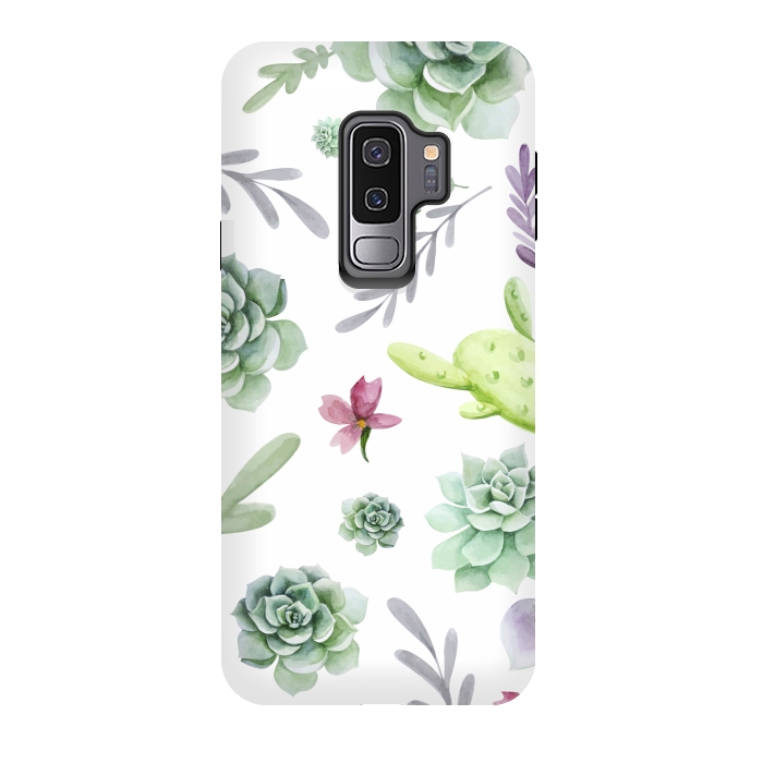 Galaxy S9 plus StrongFit Cactus Watercolor Pattern by Bledi