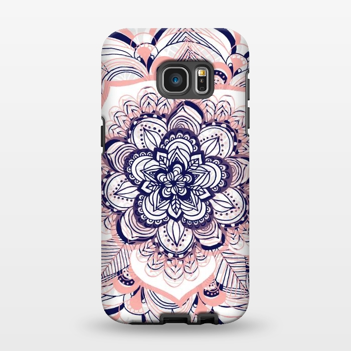 Galaxy S7 EDGE StrongFit Purple, Blue and Pink Netted Mandala by Tangerine-Tane