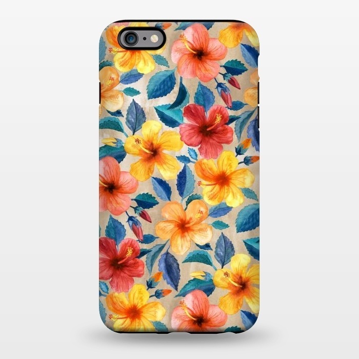 iPhone 6/6s plus StrongFit Little Tropical Hibiscus Blooms in Watercolor by Micklyn Le Feuvre