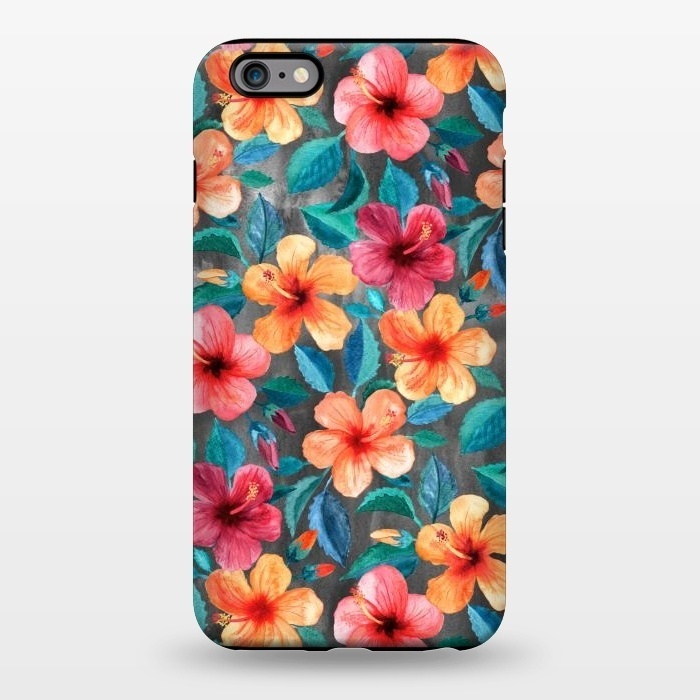 iPhone 6/6s plus StrongFit Colorful Little Tropical Hibiscus Blooms by Micklyn Le Feuvre