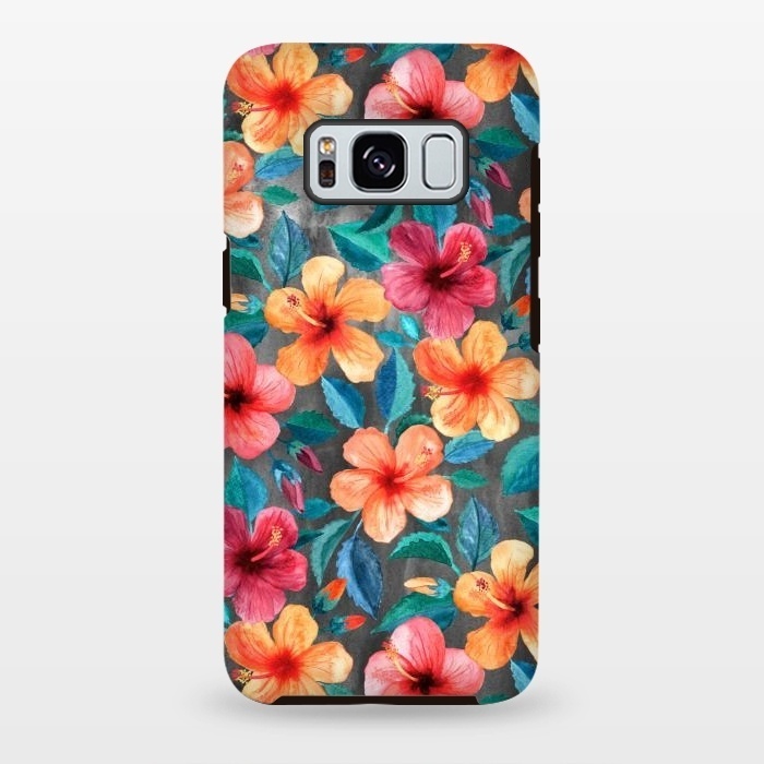 Galaxy S8 plus StrongFit Colorful Little Tropical Hibiscus Blooms by Micklyn Le Feuvre