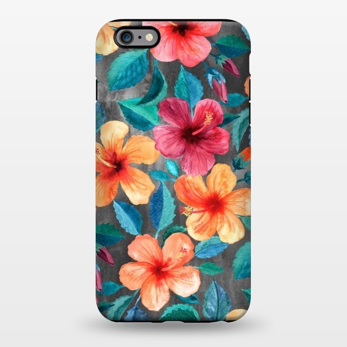 iPhone 6/6s plus StrongFit Colorful Tropical Hibiscus Blooms  by Micklyn Le Feuvre