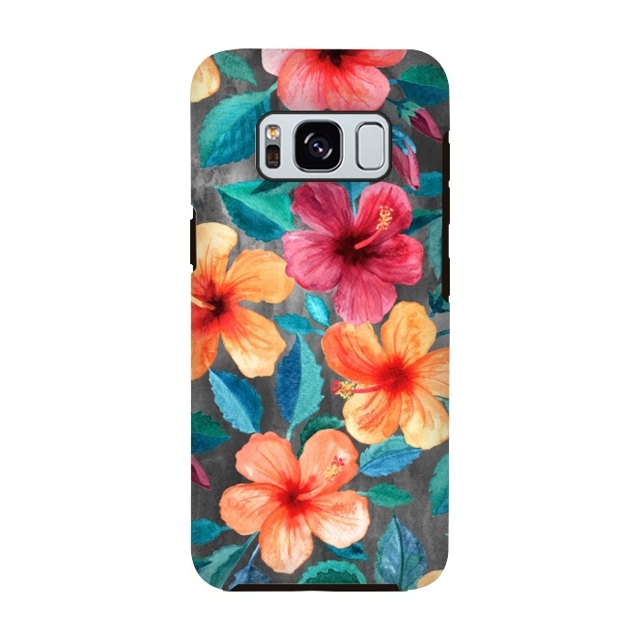 Galaxy S8 StrongFit Colorful Tropical Hibiscus Blooms  by Micklyn Le Feuvre