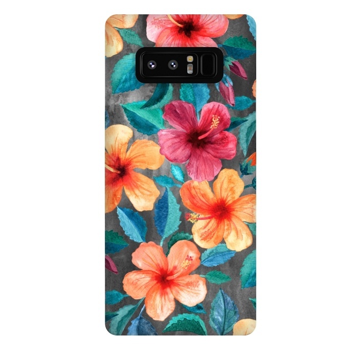 Galaxy Note 8 StrongFit Colorful Tropical Hibiscus Blooms  by Micklyn Le Feuvre