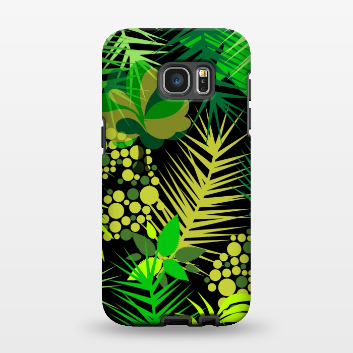 Galaxy S7 EDGE StrongFit green tropical pattern by MALLIKA