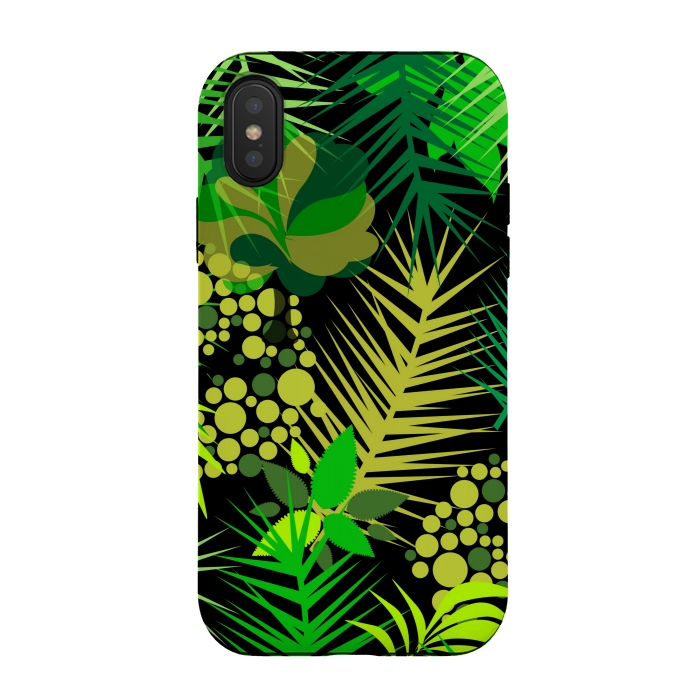 iPhone Xs / X StrongFit green tropical pattern by MALLIKA