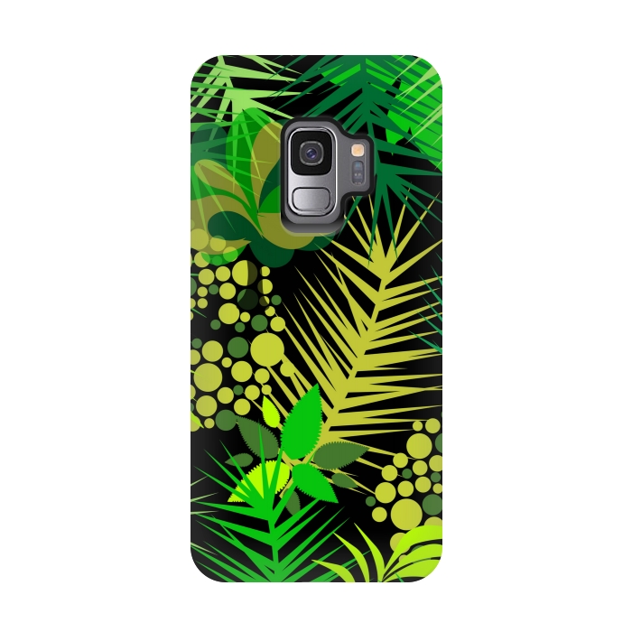 Galaxy S9 StrongFit green tropical pattern by MALLIKA