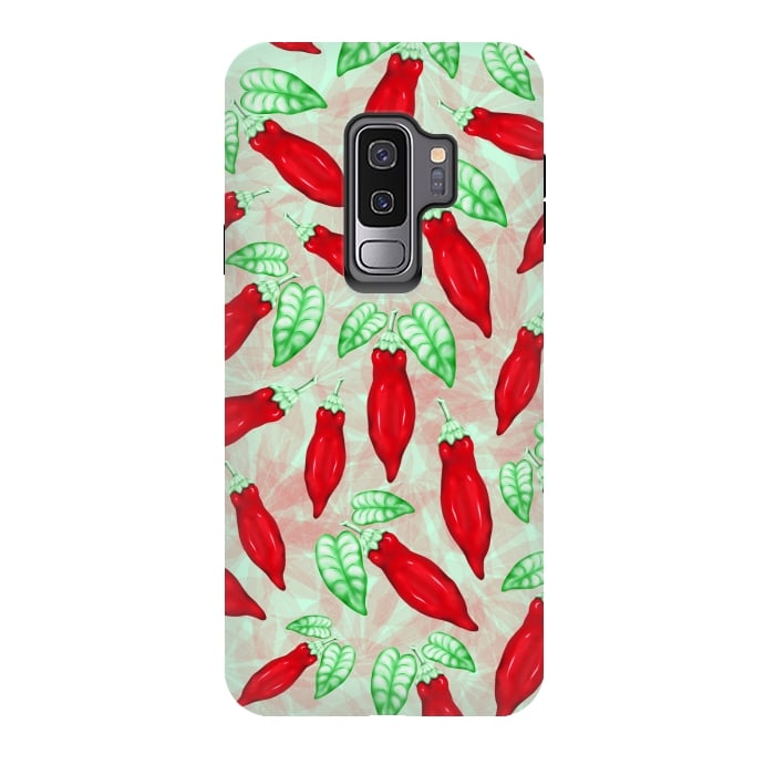 Galaxy S9 plus StrongFit Red Hot Chilli Pepper Pattern Food Art by BluedarkArt