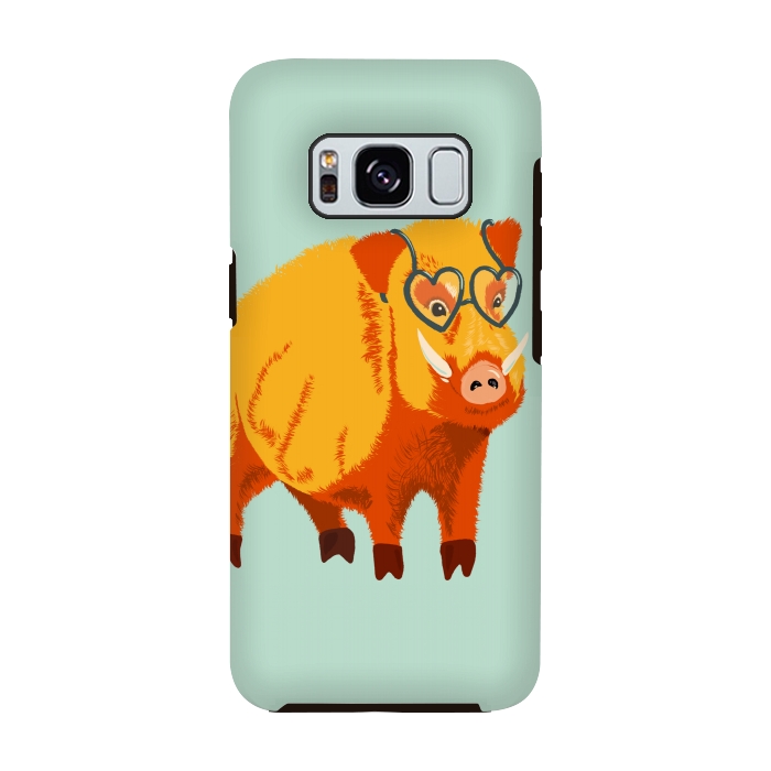 Galaxy S8 StrongFit Cute Boar Pig With Glasses  by Boriana Giormova