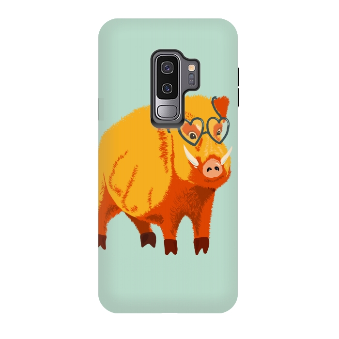 Galaxy S9 plus StrongFit Cute Boar Pig With Glasses  by Boriana Giormova