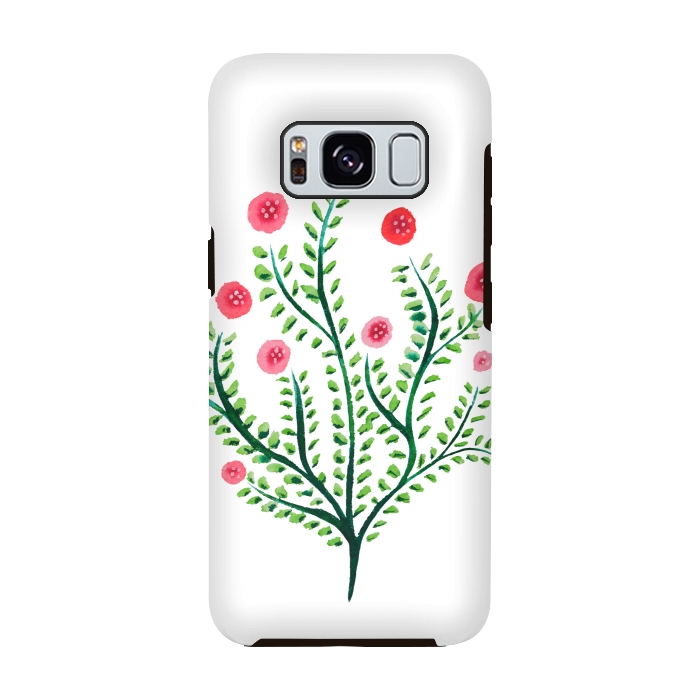 Galaxy S8 StrongFit Spring Plant In Pink And Green by Boriana Giormova