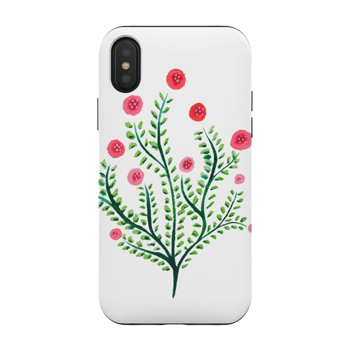 iPhone Xs / X StrongFit Spring Plant In Pink And Green by Boriana Giormova