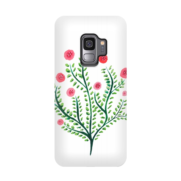 Galaxy S9 StrongFit Spring Plant In Pink And Green by Boriana Giormova