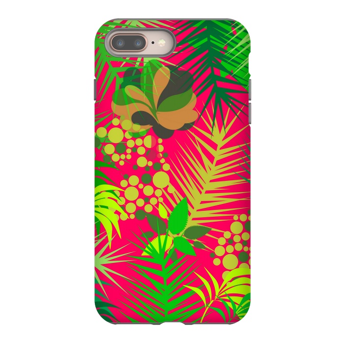 iPhone 7 plus StrongFit pink tropical pattern by MALLIKA