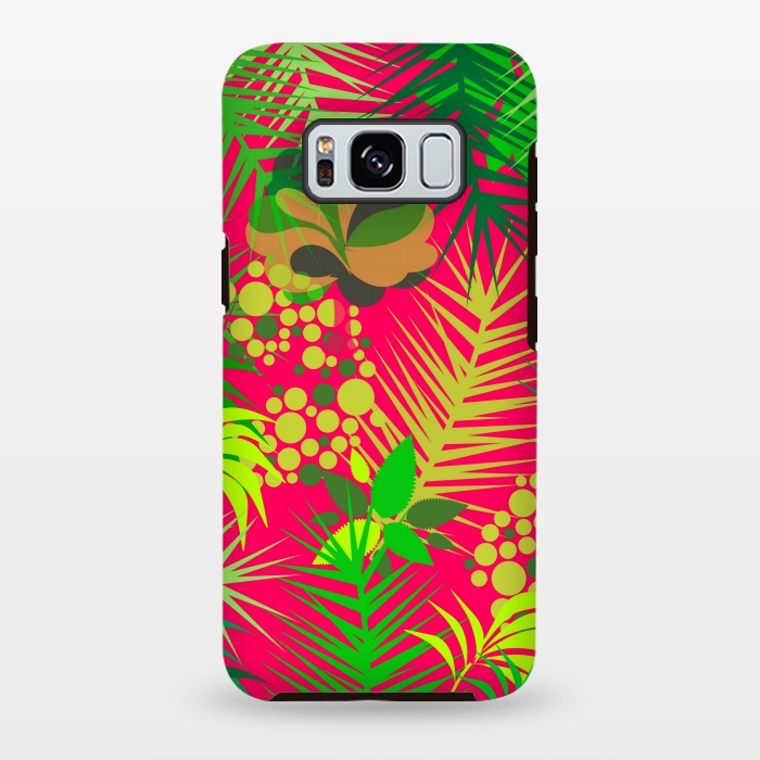 Galaxy S8 plus StrongFit pink tropical pattern by MALLIKA