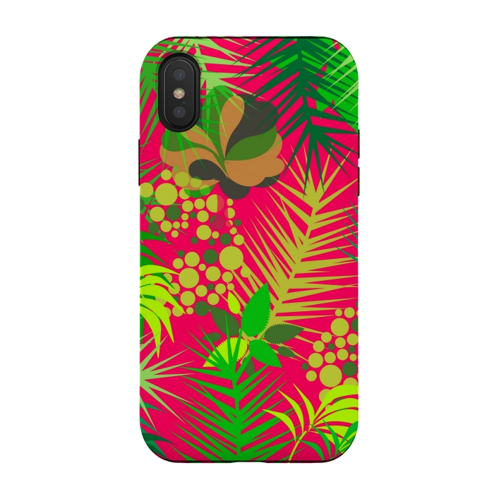 iPhone Xs / X StrongFit pink tropical pattern by MALLIKA