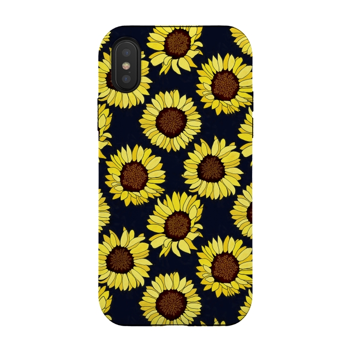 iPhone Xs / X StrongFit Navy - Sunflowers Are The New Roses! by Tigatiga