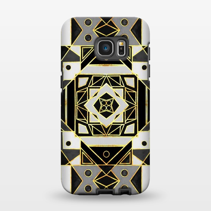Galaxy S7 EDGE StrongFit Gold, Black & White Art Deco  by Tigatiga