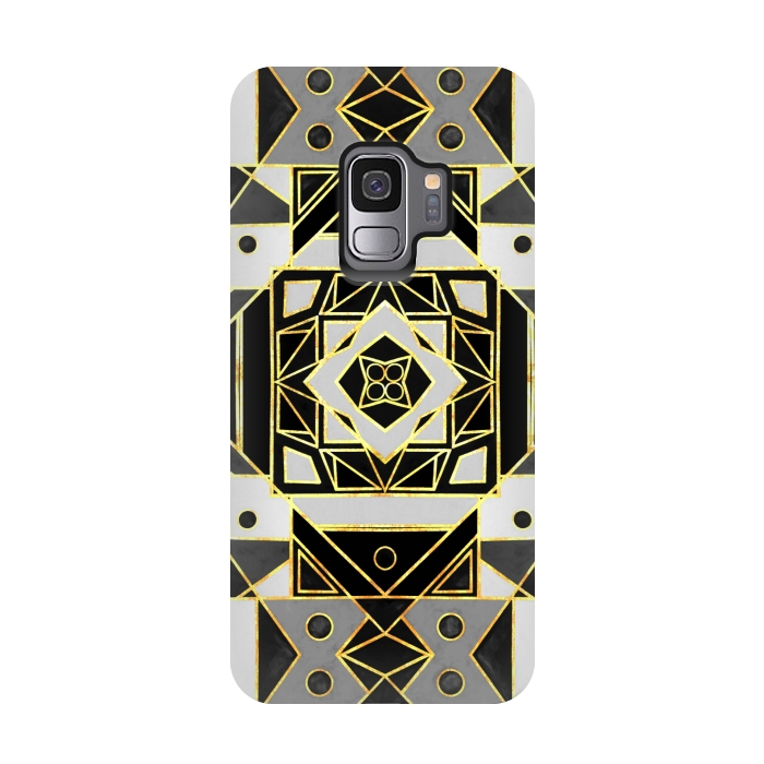 Galaxy S9 StrongFit Gold, Black & White Art Deco  by Tigatiga