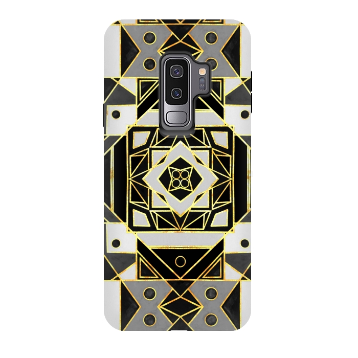 Galaxy S9 plus StrongFit Gold, Black & White Art Deco  by Tigatiga