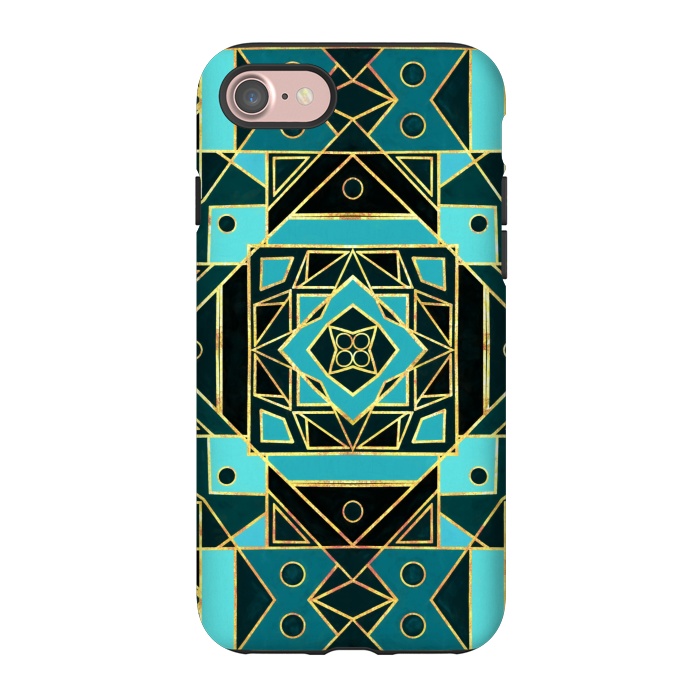 iPhone 7 StrongFit Gold & Teal Art Deco  by Tigatiga