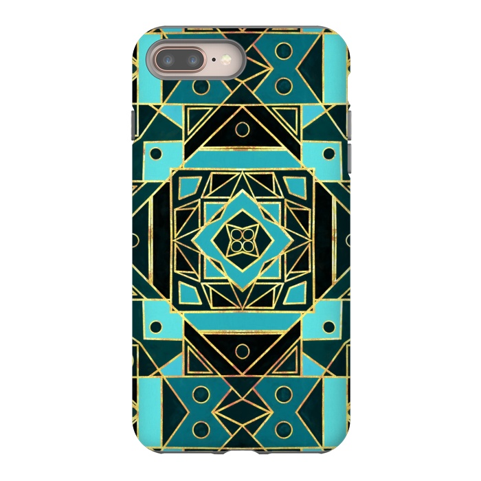 iPhone 7 plus StrongFit Gold & Teal Art Deco  by Tigatiga